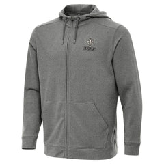 New Orleans Saints Antigua Effortless Full-Zip Hoodie Jacket - Heather Black - NFL