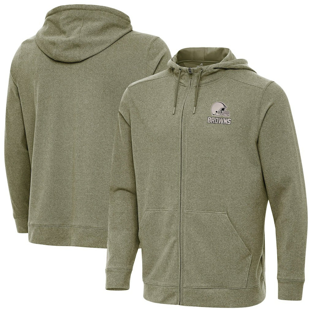 Cleveland Browns Antigua Effortless Full-Zip Hoodie Jacket - Olive - NFL