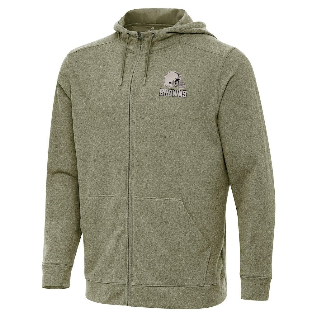 Cleveland Browns Antigua Effortless Full-Zip Hoodie Jacket - Olive - NFL