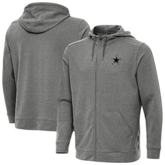 Dallas Cowboys Antigua Effortless Full-Zip Hoodie Jacket - Heather Black - NFL