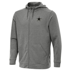 Dallas Cowboys Antigua Effortless Full-Zip Hoodie Jacket - Heather Black - NFL