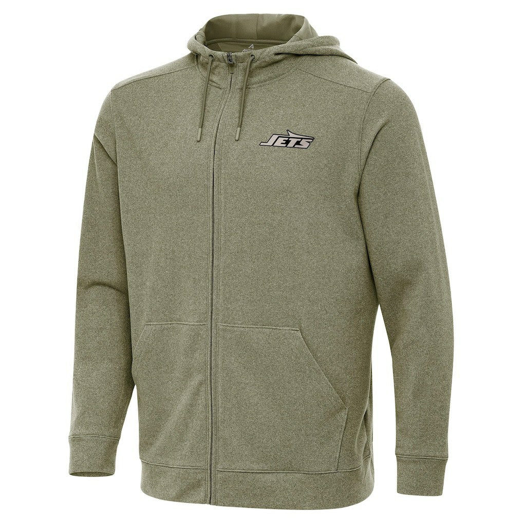 New York Jets Antigua Effortless Full-Zip Hoodie Jacket - Olive - NFL