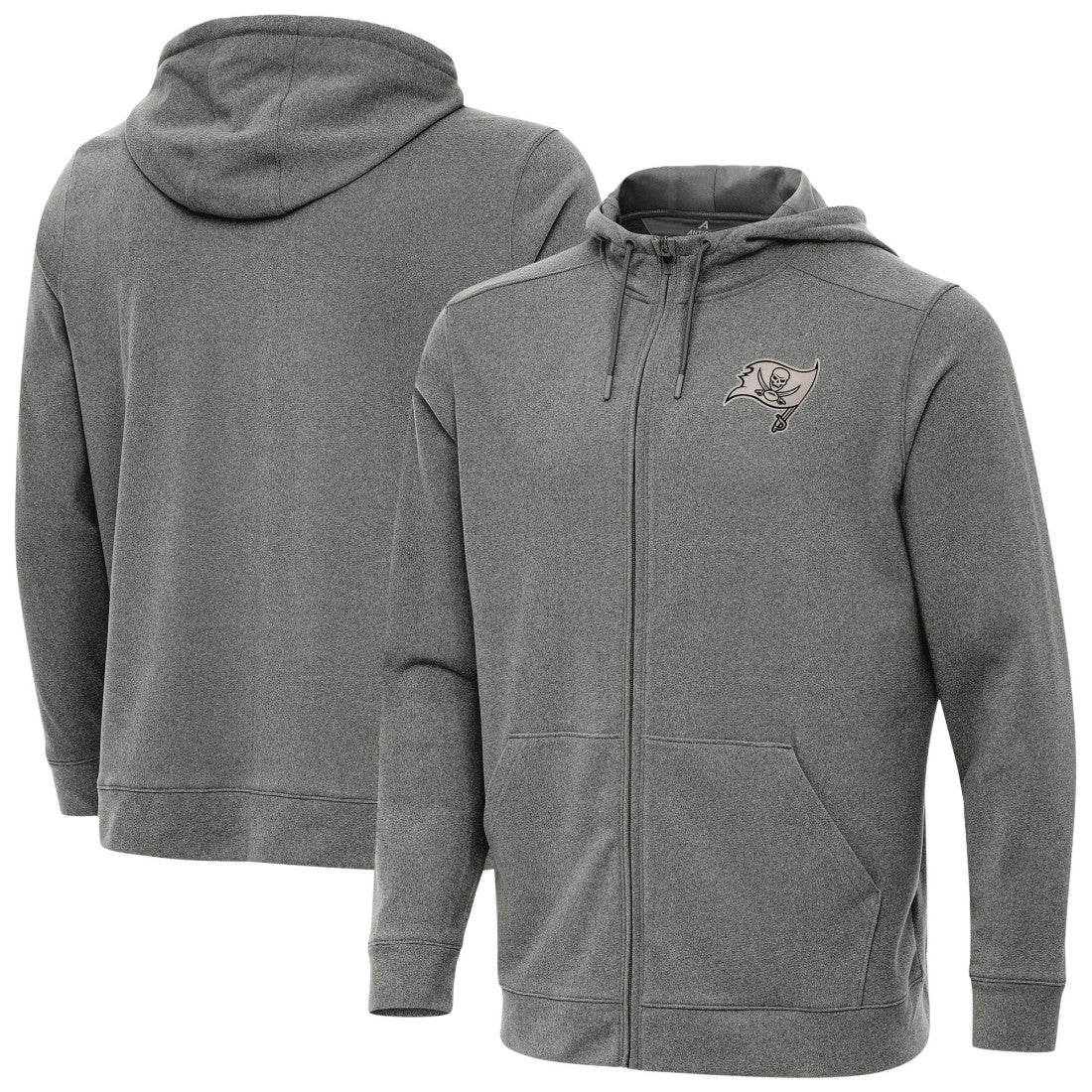 Tampa Bay Buccaneers Antigua Effortless Full-Zip Hoodie Jacket - Heather Black - NFL