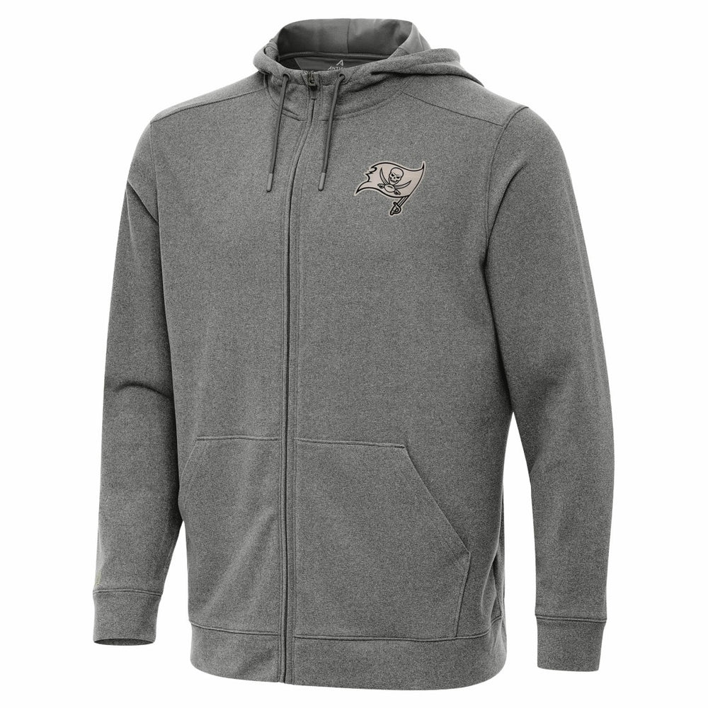 Tampa Bay Buccaneers Antigua Effortless Full-Zip Hoodie Jacket - Heather Black - NFL