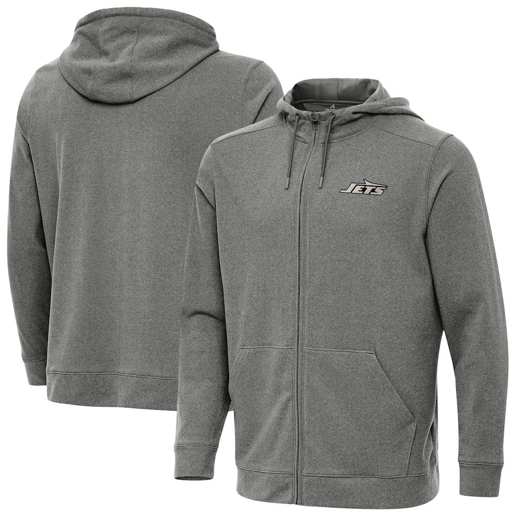 New York Jets Antigua Effortless Full-Zip Hoodie Jacket - Heather Black - NFL