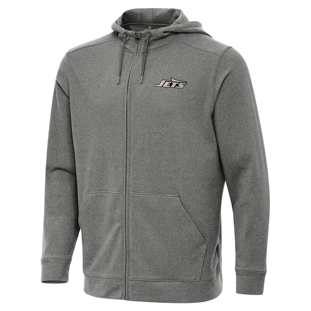 New York Jets Antigua Effortless Full-Zip Hoodie Jacket - Heather Black - NFL