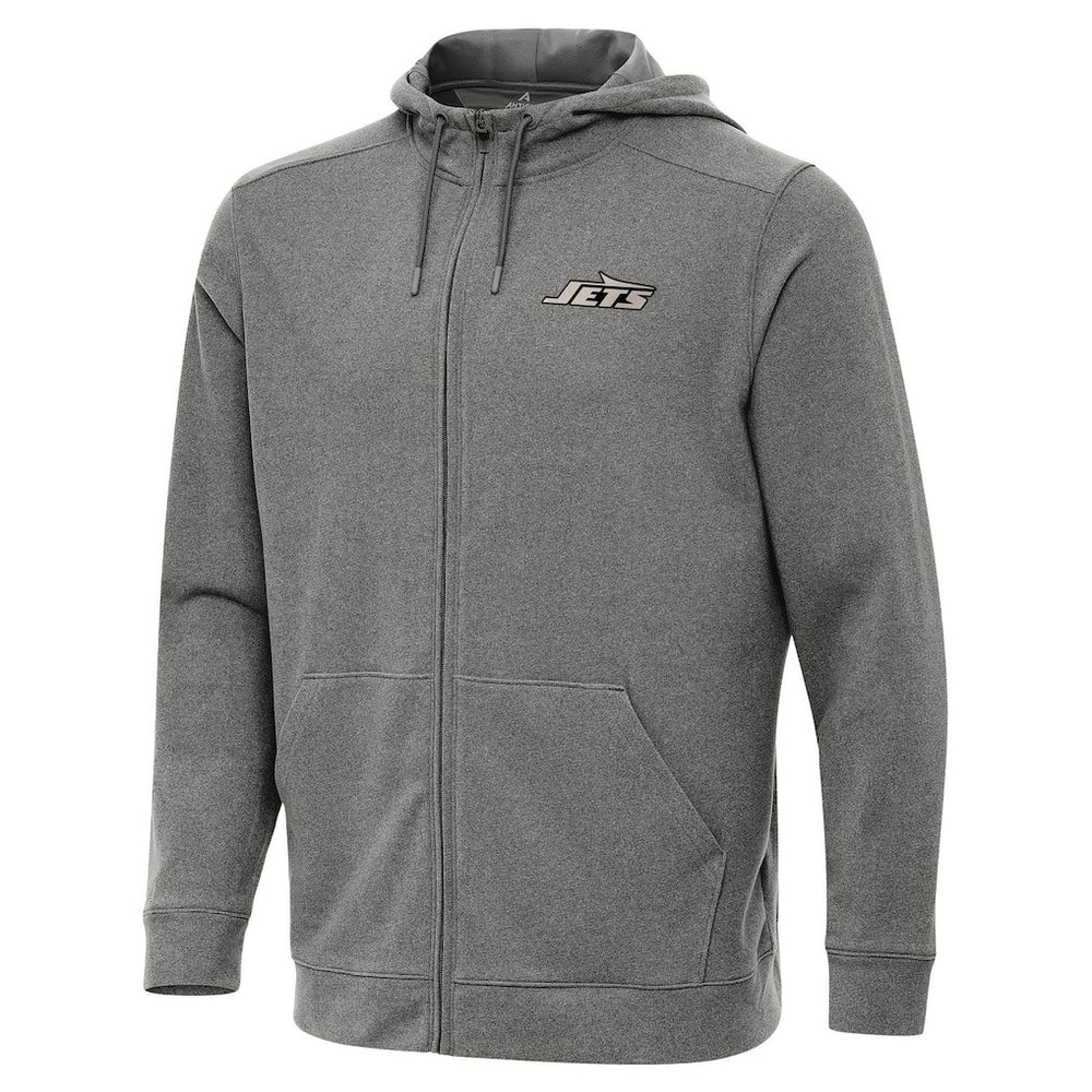 New York Jets Antigua Effortless Full-Zip Hoodie Jacket - Heather Black - NFL