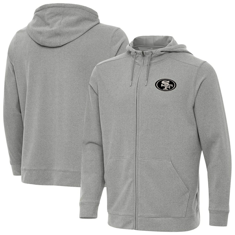San Francisco 49ers Antigua Effortless Full-Zip Hoodie Jacket - Heather Gray - NFL