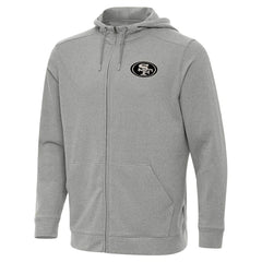 San Francisco 49ers Antigua Effortless Full-Zip Hoodie Jacket - Heather Gray - NFL