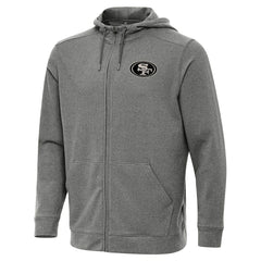 San Francisco 49ers Antigua Effortless Full-Zip Hoodie Jacket - Heather Black - NFL
