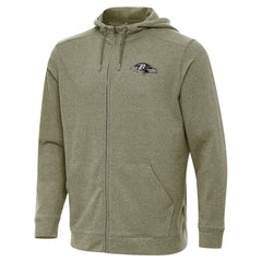 Baltimore Ravens Antigua Effortless Full-Zip Hoodie Jacket - Olive - NFL