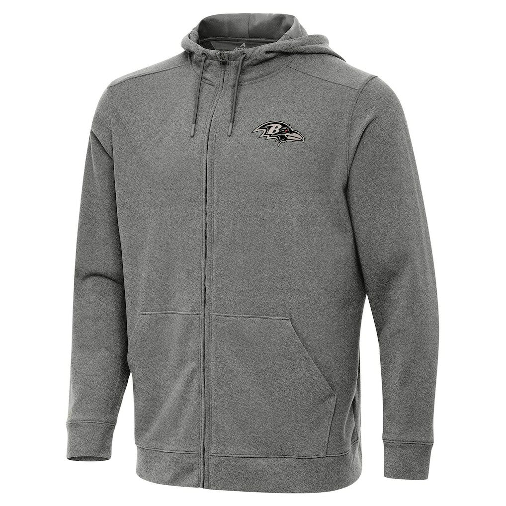 Baltimore Ravens Antigua Effortless Full-Zip Hoodie Jacket - Heather Black - NFL