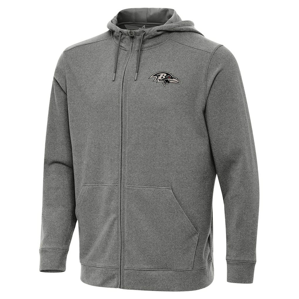 Baltimore Ravens Antigua Effortless Full-Zip Hoodie Jacket - Heather Black - NFL