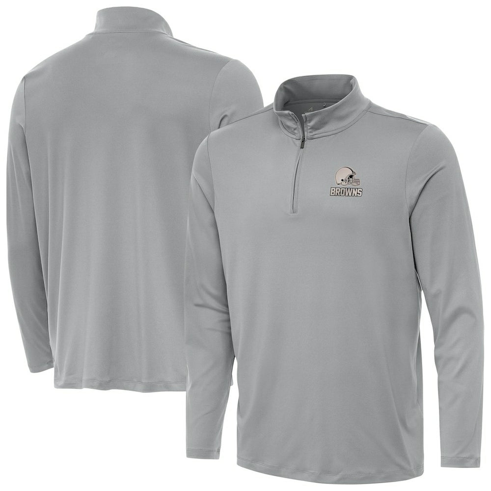 Cleveland Browns Antigua Reprocess Quarter-Zip Top - Gray - NFL
