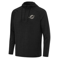 Miami Dolphins Antigua Spikes Raglan Quarter-Zip Hoodie - Heather Black - NFL