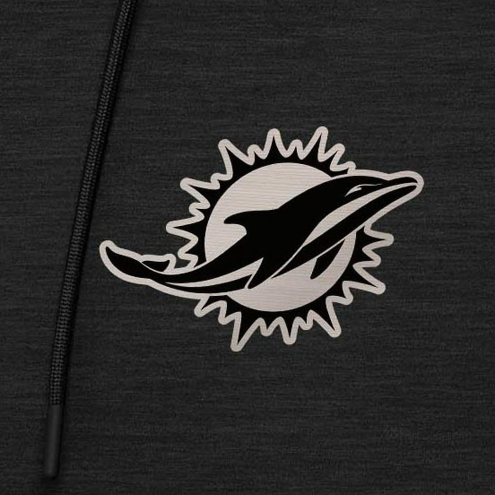 Miami Dolphins Antigua Spikes Raglan Quarter-Zip Hoodie - Heather Black - NFL