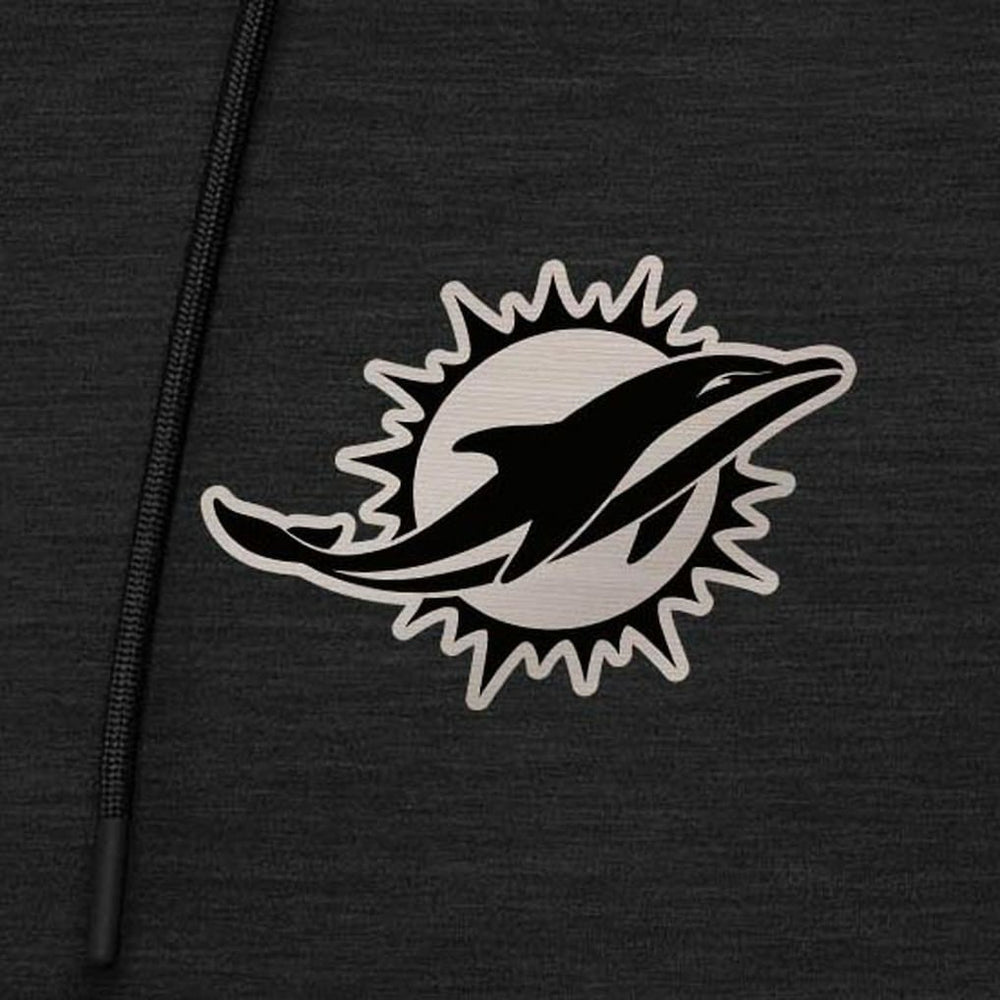 Miami Dolphins Antigua Spikes Raglan Quarter-Zip Hoodie - Heather Black - NFL