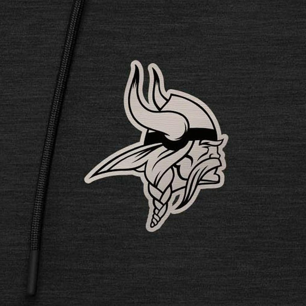 Minnesota Vikings Antigua Spikes Raglan Quarter-Zip Hoodie - Heather Black - NFL