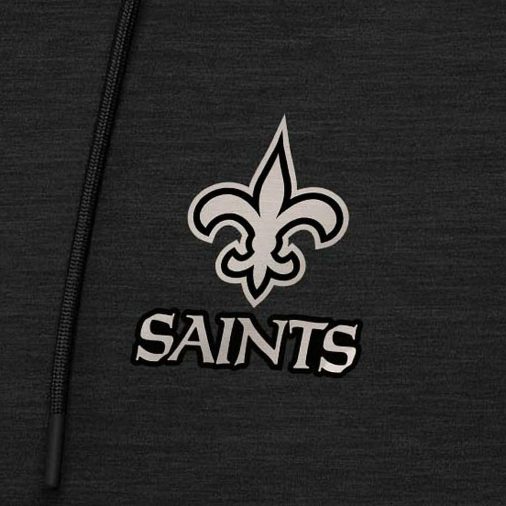 New Orleans Saints Antigua Spikes Raglan Quarter-Zip Hoodie - Heather Black - NFL