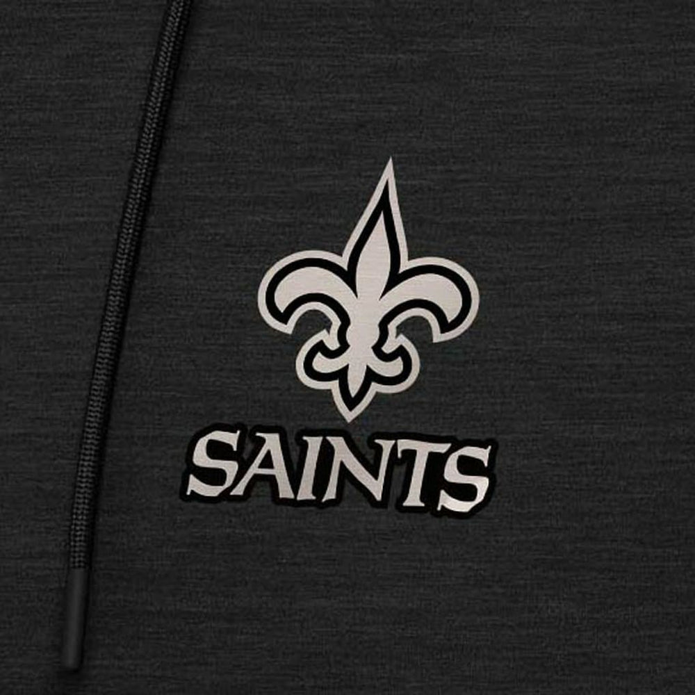 New Orleans Saints Antigua Spikes Raglan Quarter-Zip Hoodie - Heather Black - NFL