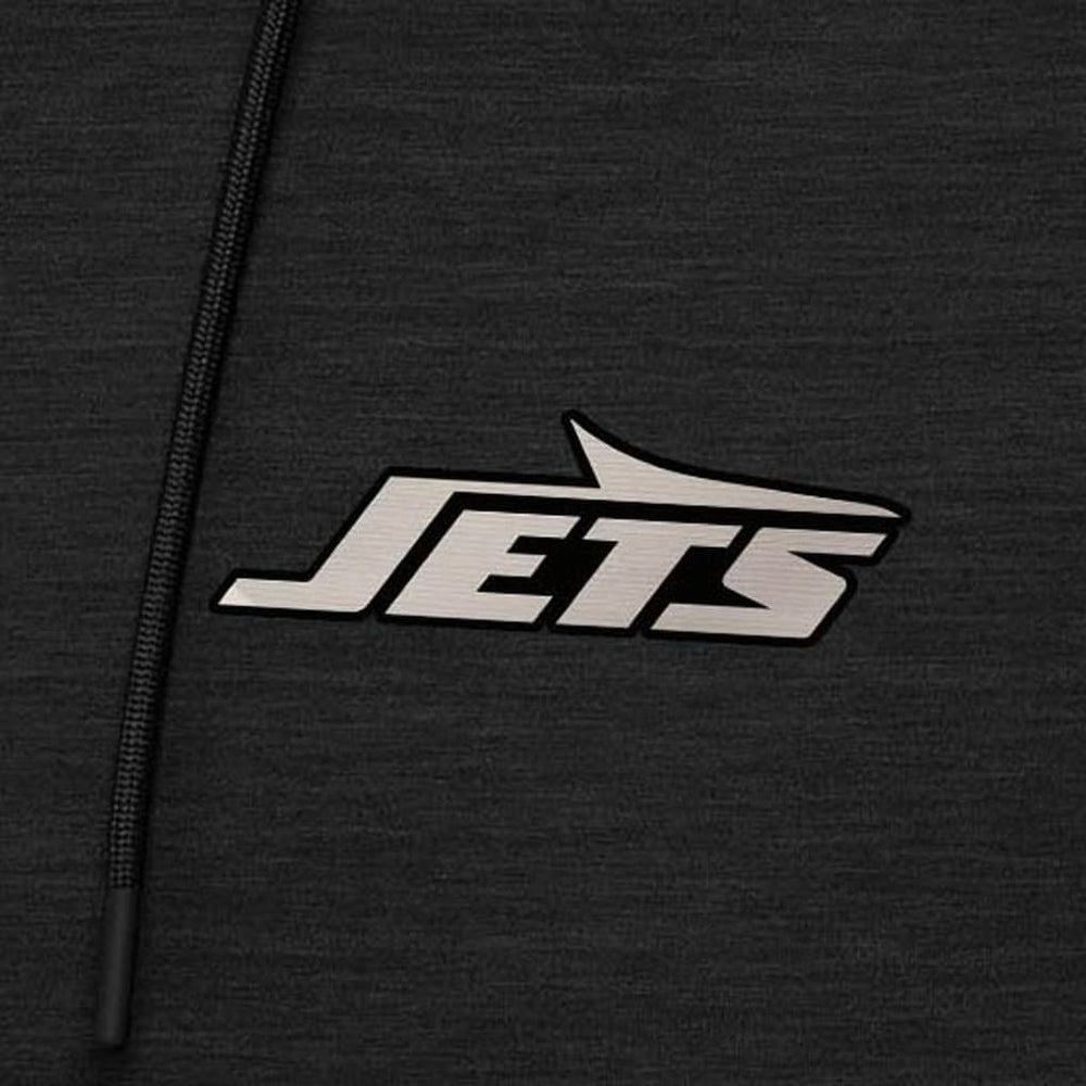 New York Jets Antigua Spikes Raglan Quarter-Zip Hoodie - Heather Black - NFL