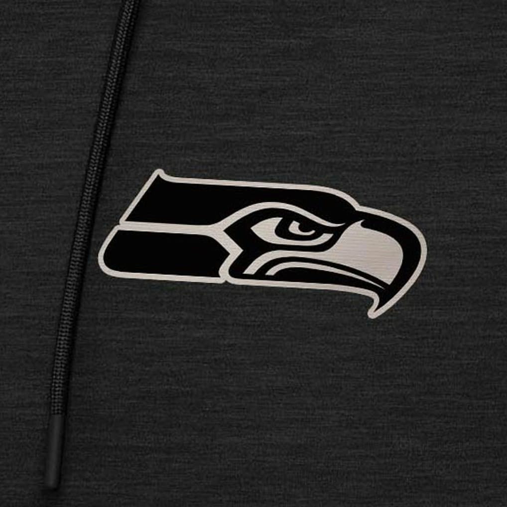 Seattle Seahawks Antigua Spikes Raglan Quarter-Zip Hoodie - Heather Black - NFL