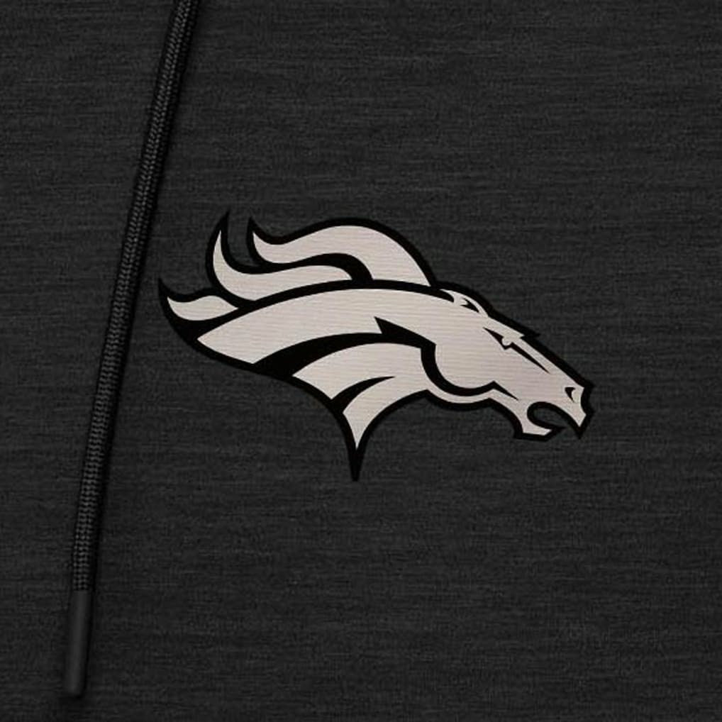 Denver Broncos Antigua Spikes Raglan Quarter-Zip Hoodie - Heather Black - NFL