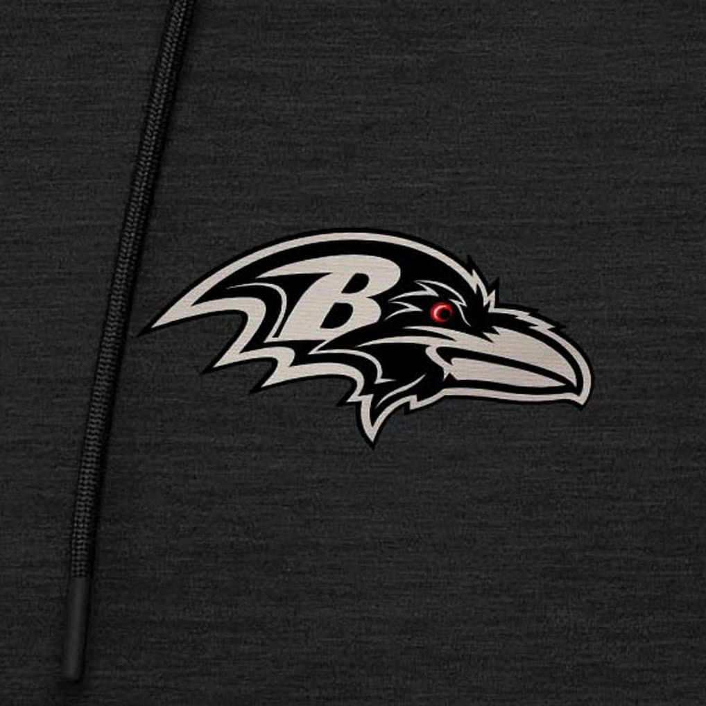 Baltimore Ravens Antigua Spikes Raglan Quarter-Zip Hoodie - Heather Black - NFL