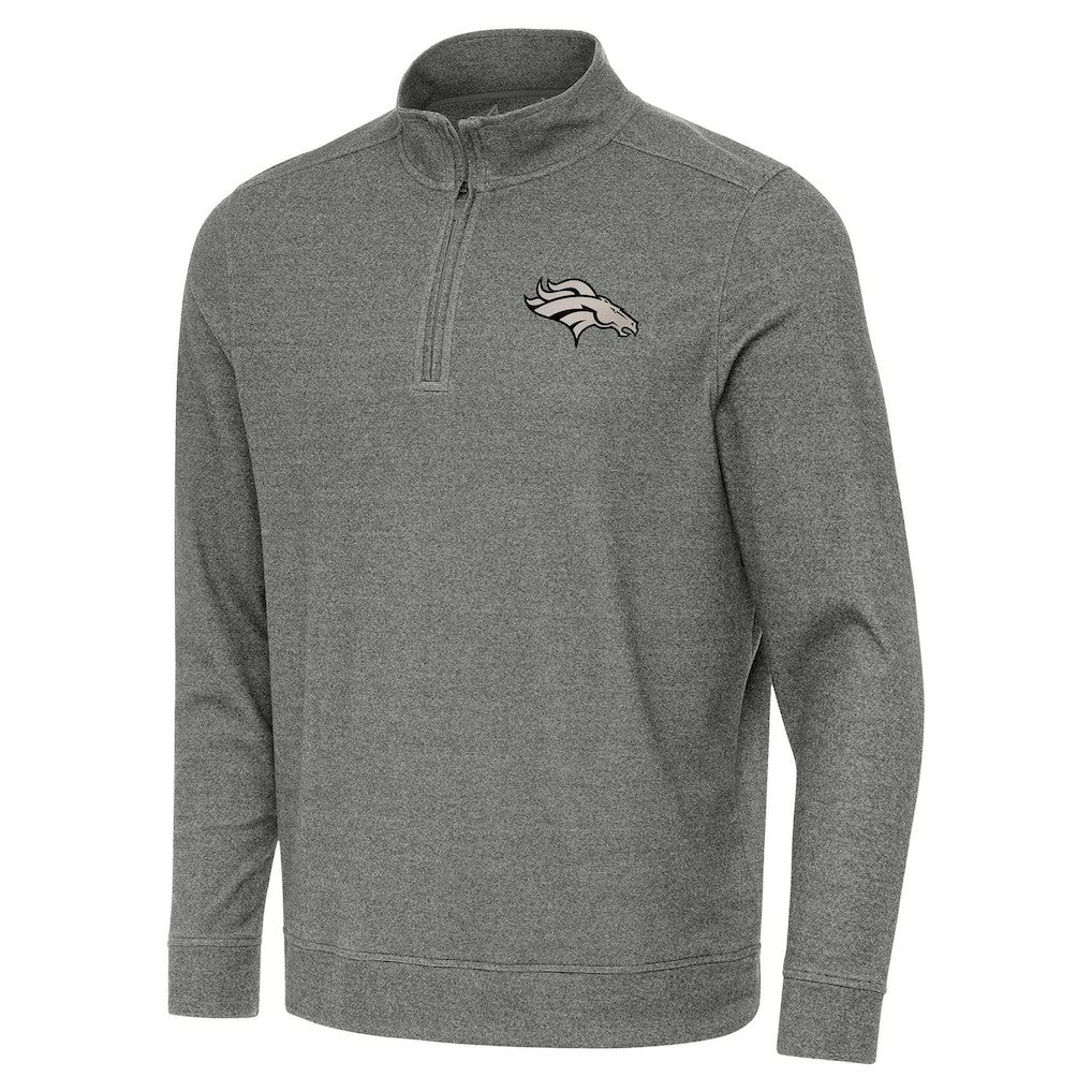 Denver Broncos Antigua Subtle Quarter-Zip Top - Heather Black - NFL