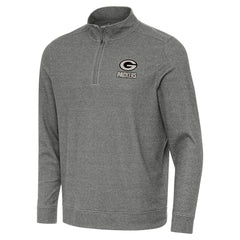 Green Bay Packers Antigua Subtle Quarter-Zip Top - Heather Black - NFL