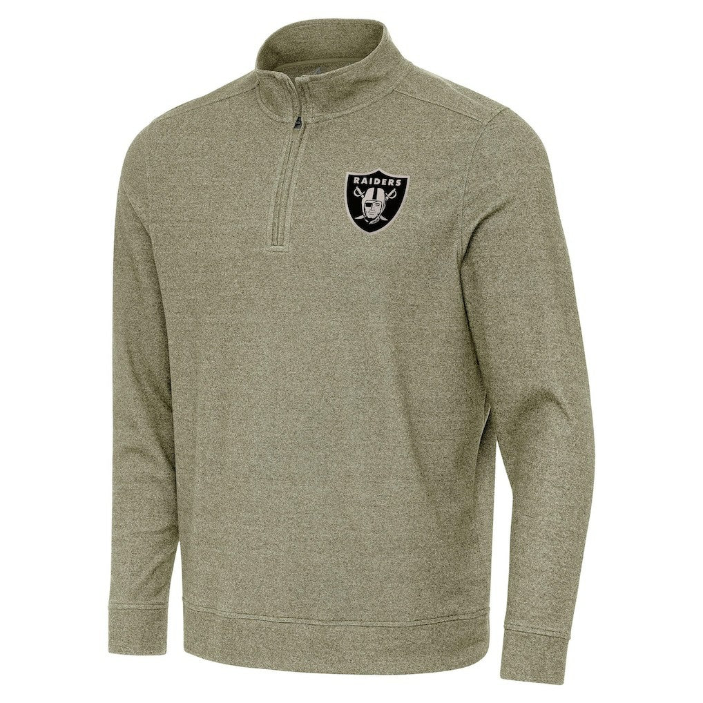 Las Vegas Raiders Antigua Subtle Quarter-Zip Top - Heather Olive - NFL