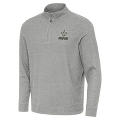 New Orleans Saints Antigua Subtle Quarter-Zip Top - Heather Gray - NFL