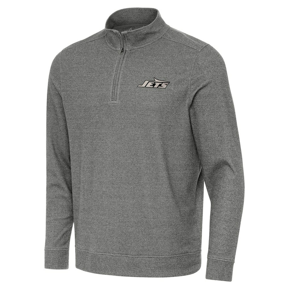 New York Jets Antigua Subtle Quarter-Zip Top - Heather Black - NFL