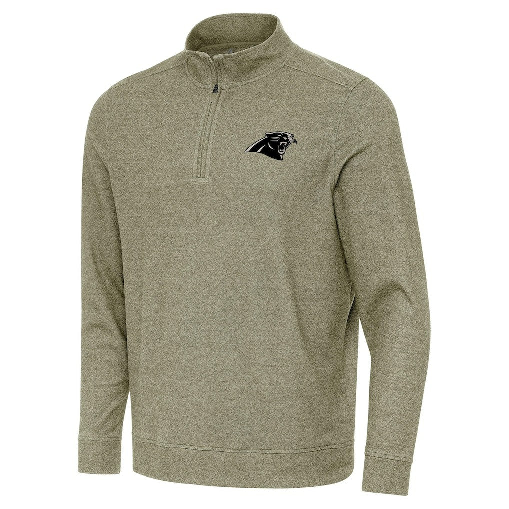 Carolina Panthers Antigua Subtle Quarter-Zip Top - Heather Olive - NFL