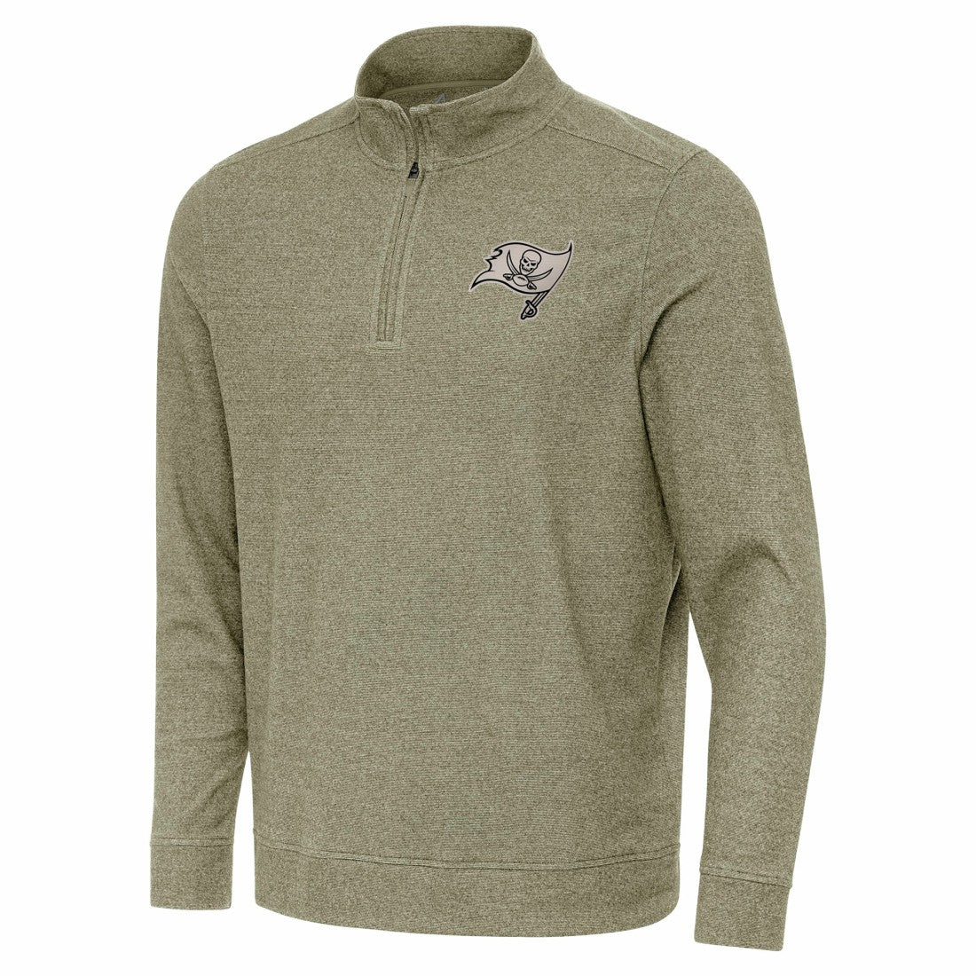 Tampa Bay Buccaneers Antigua Subtle Quarter-Zip Top - Heather Olive - NFL