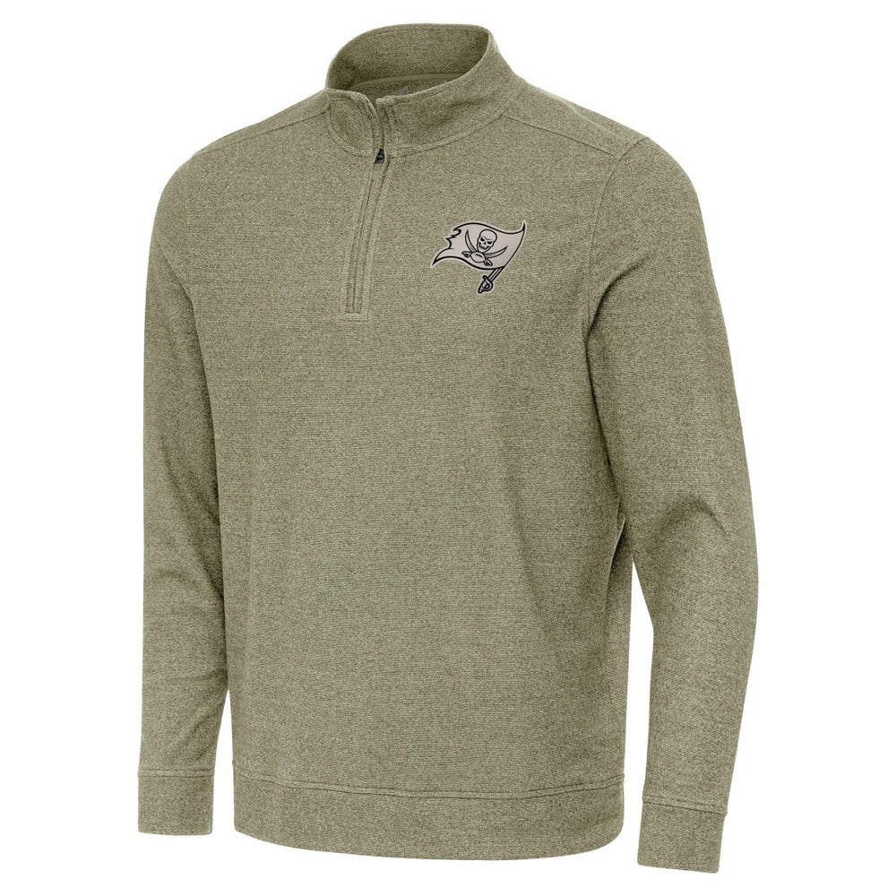 Tampa Bay Buccaneers Antigua Subtle Quarter-Zip Top - Heather Olive - NFL