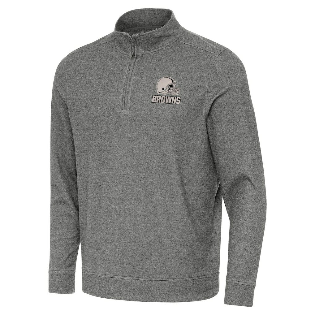 Cleveland Browns Antigua Subtle Quarter-Zip Top - Heather Black - NFL
