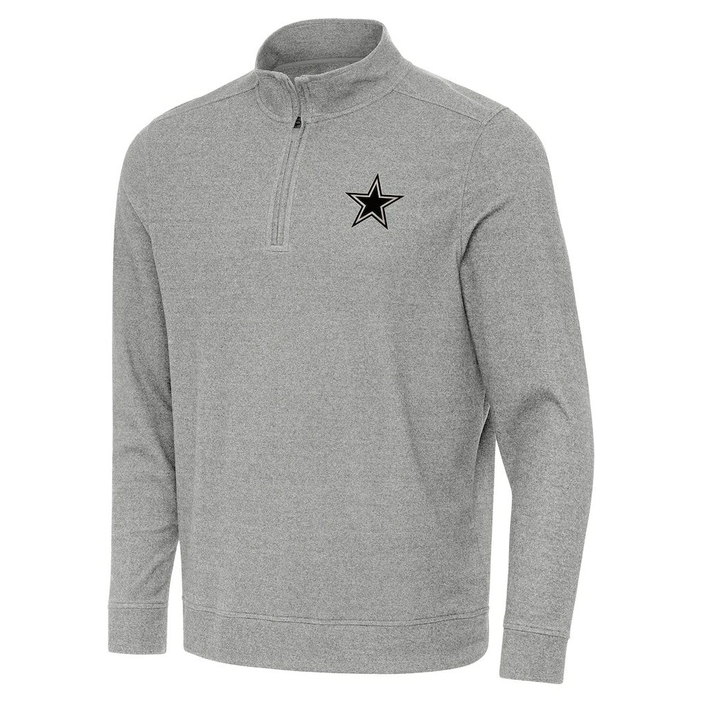 Dallas Cowboys Antigua Subtle Quarter-Zip Top - Heather Gray - NFL
