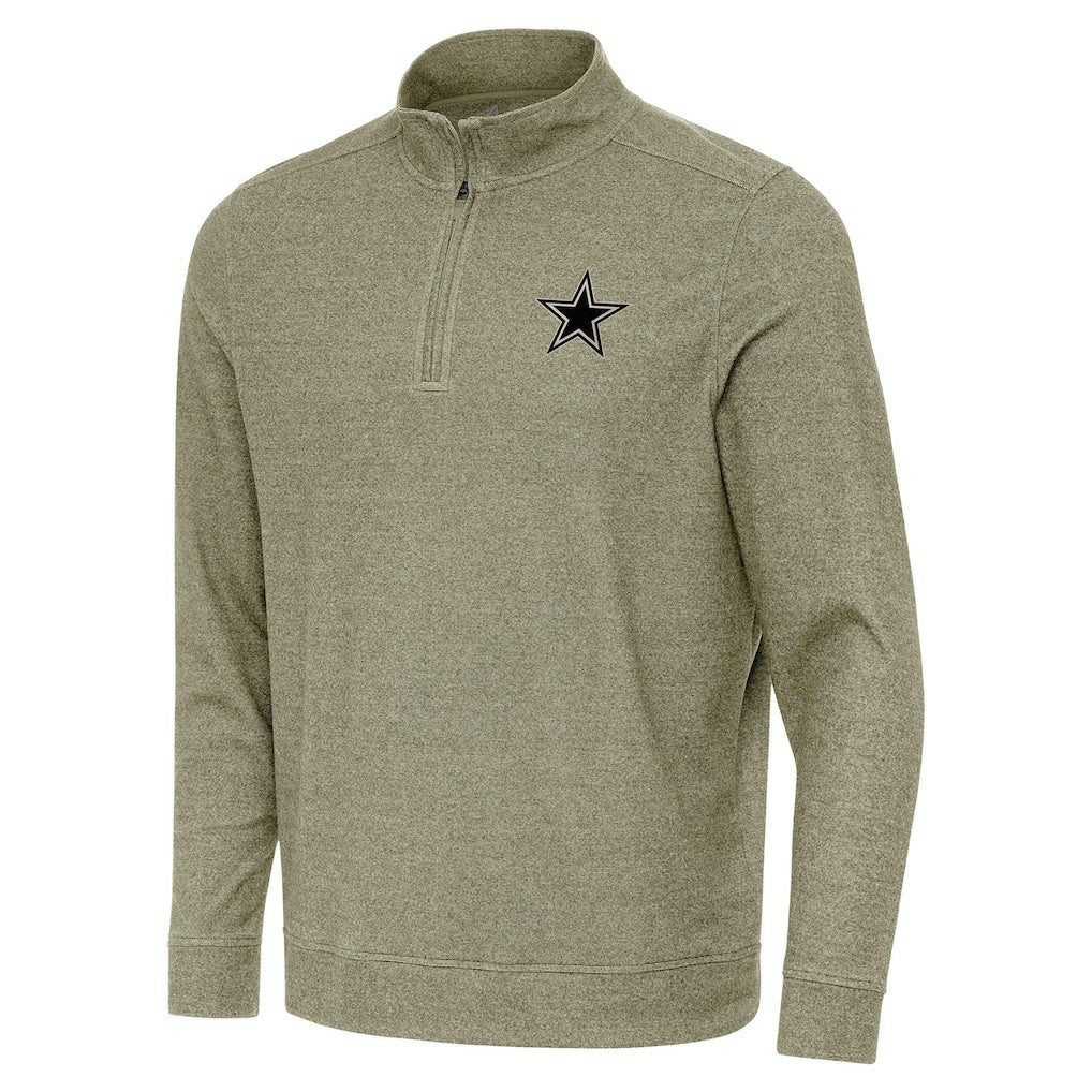 Dallas Cowboys Antigua Subtle Quarter-Zip Top - Heather Olive - NFL