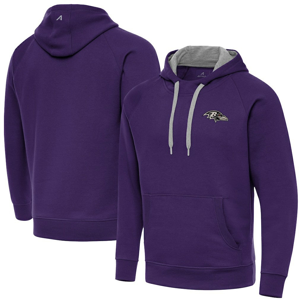 Baltimore Ravens Antigua Brushed Carbon Victory Pullover Hoodie - Purple - NFL