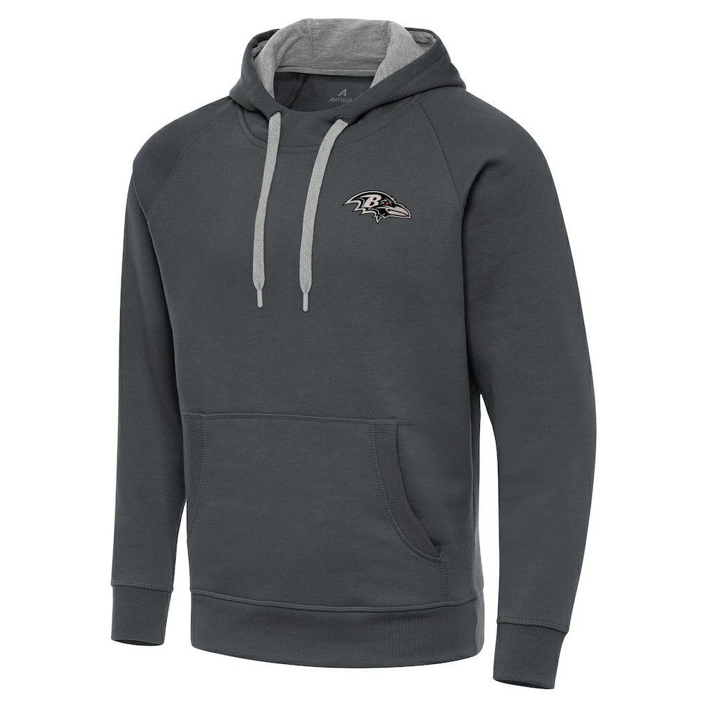 Baltimore Ravens Antigua Brushed Carbon Victory Pullover Hoodie - Charcoal - NFL