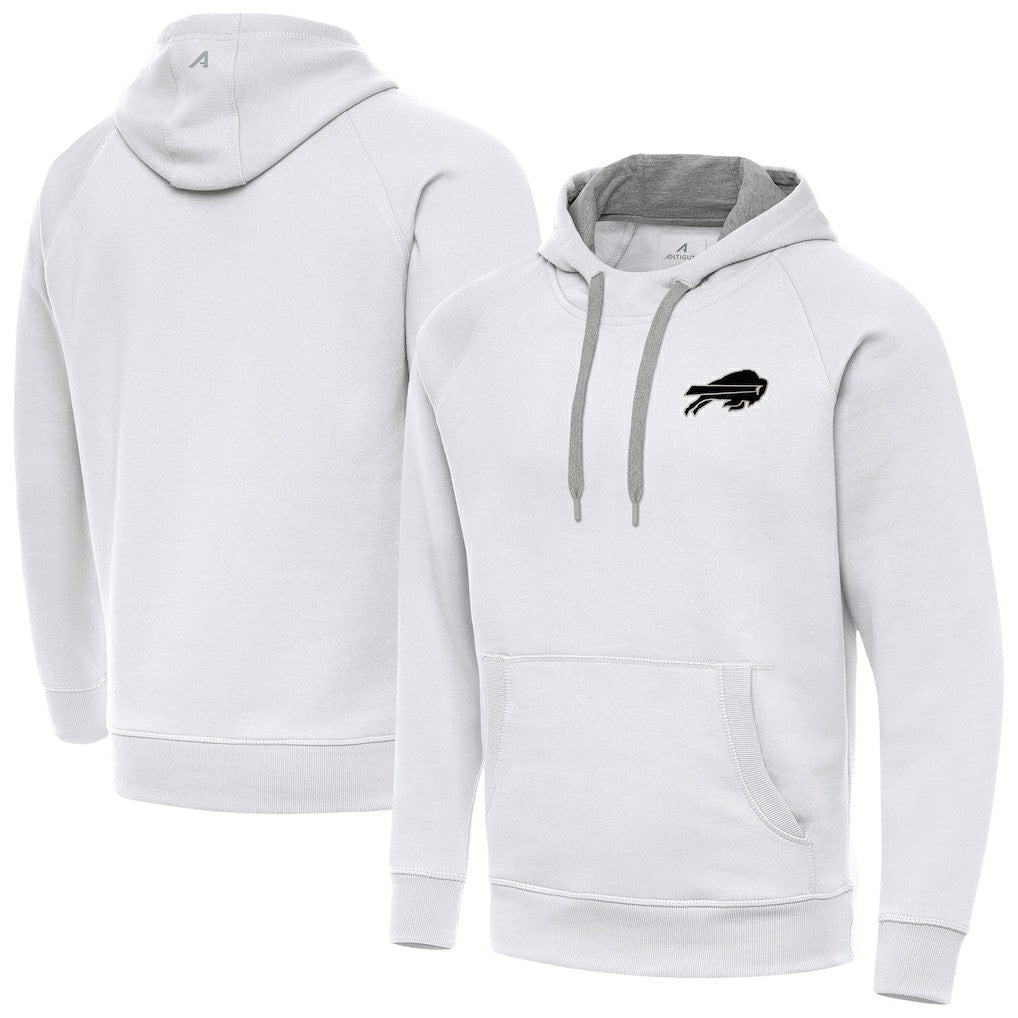 Buffalo Bills Antigua Brushed Carbon Victory Pullover Hoodie - White - NFL