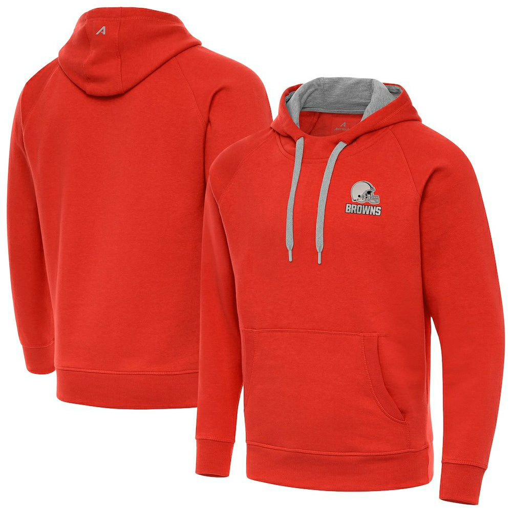 Cleveland Browns Antigua Brushed Carbon Victory Pullover Hoodie - Orange - NFL