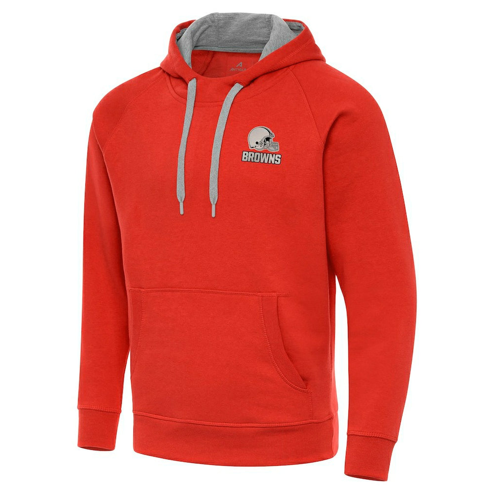 Cleveland Browns Antigua Brushed Carbon Victory Pullover Hoodie - Orange - NFL