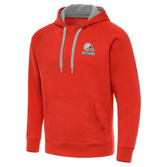 Cleveland Browns Antigua Brushed Carbon Victory Pullover Hoodie - Orange - NFL