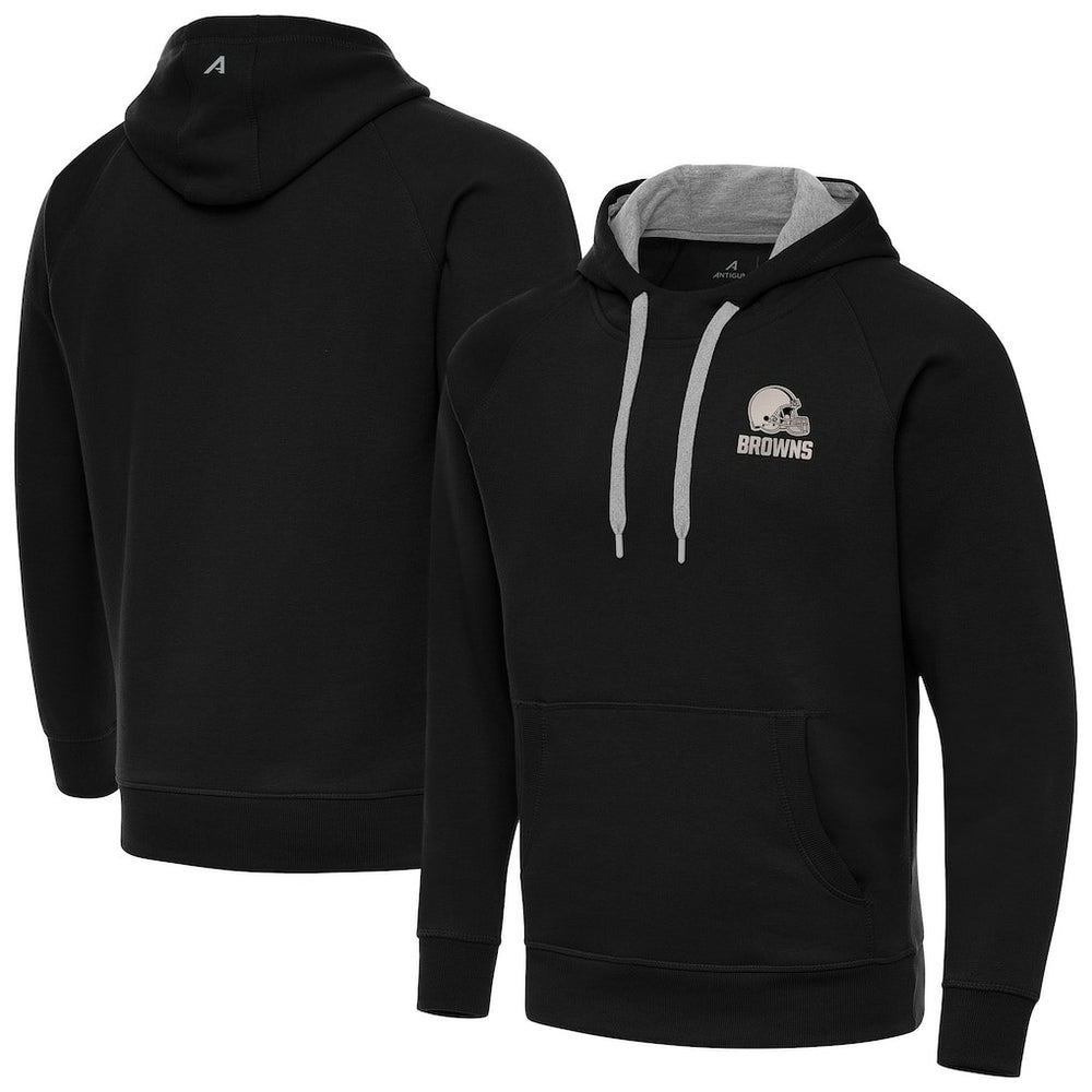Cleveland Browns Antigua Brushed Carbon Victory Pullover Hoodie - Black - NFL