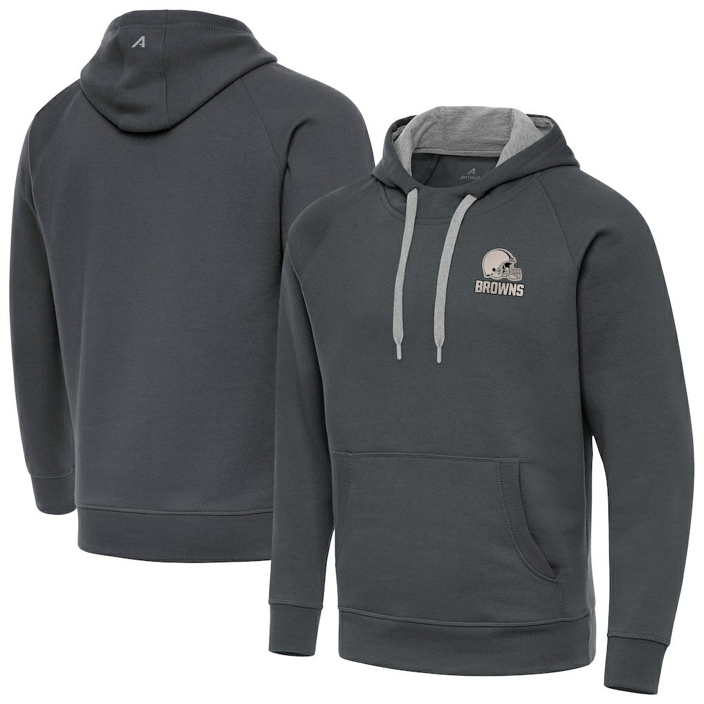 Cleveland Browns Antigua Brushed Carbon Victory Pullover Hoodie - Charcoal - NFL
