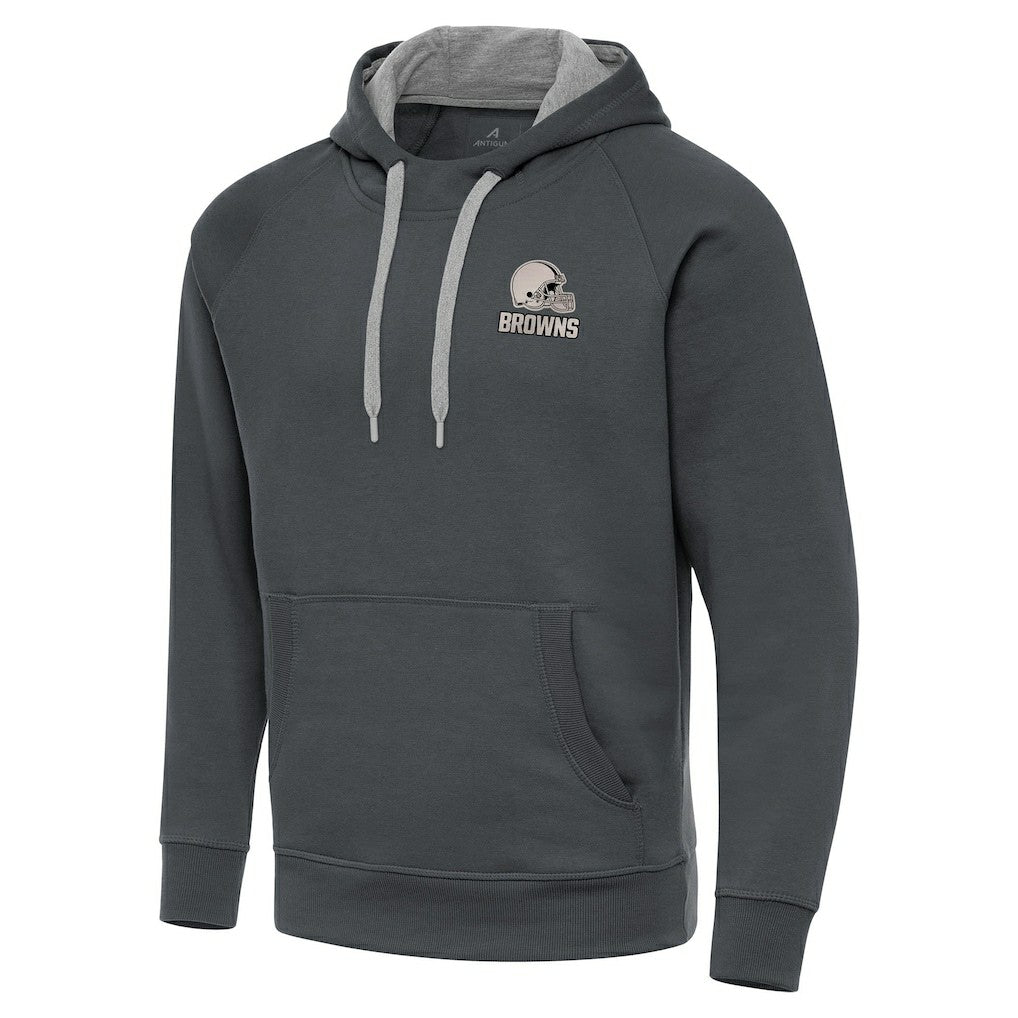 Cleveland Browns Antigua Brushed Carbon Victory Pullover Hoodie - Charcoal - NFL
