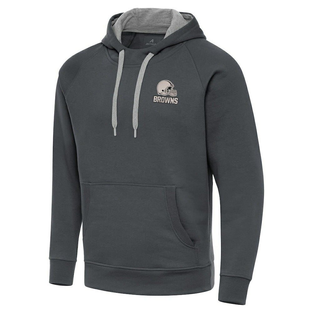 Cleveland Browns Antigua Brushed Carbon Victory Pullover Hoodie - Charcoal - NFL