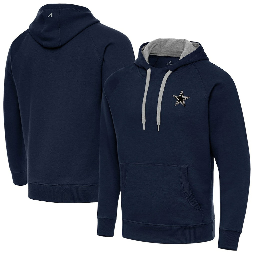Dallas Cowboys Antigua Brushed Carbon Victory Pullover Hoodie - Navy - NFL